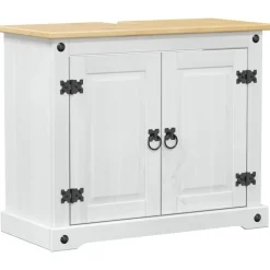 vidaXL Waschbeckenunterschrank mit Regal mit Tür Weiß 73 x 33 x 60 cm