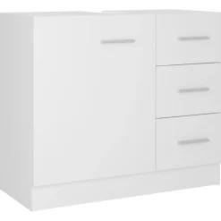 vidaXL Waschbeckenunterschrank Weiß 63x30x54 cm Holzwerkstoff