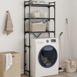 vidaXL Waschmaschinenregal Schwarz 67x25x163 cm Holzwerkstoff