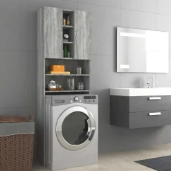 vidaXL Waschmaschinenschrank Grau Sonoma 64x25,5x190 cm
