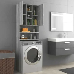 vidaXL Waschmaschinenschrank Grau Sonoma 64x25,5x190 cm