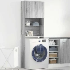 vidaXL Waschmaschinenschrank Grau Sonoma 64x24x190 cm Holzwerkstoff