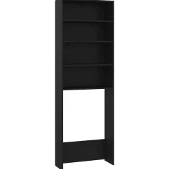 vidaXL Waschmaschinenschrank Schwarz 64x24x190 cm