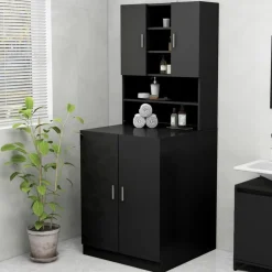 vidaXL Waschmaschinenschrank Schwarz 70,5x25,5x90 cm
