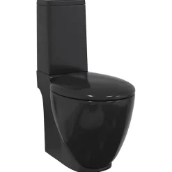 vidaXL WC Keramik-Toilette Badezimmer Rund Senkrechter Abgang Schwarz