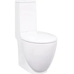vidaXL WC Keramik-Toilette Badezimmer Rund Senkrechter Abgang Weiß