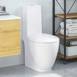 vidaXL WC Keramik-Toilette Badezimmer Rund Senkrechter Abgang Weiß