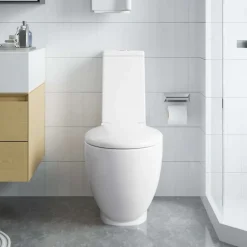 vidaXL WC Keramik-Toilette Badezimmer Rund Senkrechter Abgang Weiß
