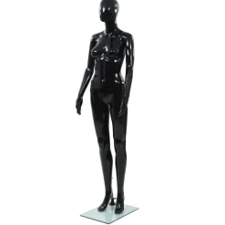 vidaXL Weibliche Schaufensterpuppe mit Glassockel Schwarz 175 cm