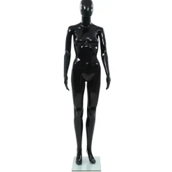 vidaXL Weibliche Schaufensterpuppe mit Glassockel Schwarz 175 cm