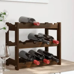 vidaXL Weinregal für 12 Flaschen Braun Massivholz Kiefer