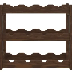 vidaXL Weinregal für 12 Flaschen Braun Massivholz Kiefer