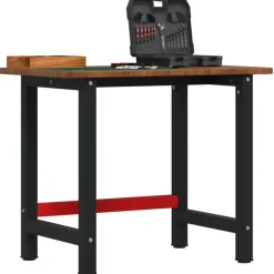 vidaXL Werkbank Dunkelbraun 100x60x81,5 cm Massivholz Eiche Rechteckig