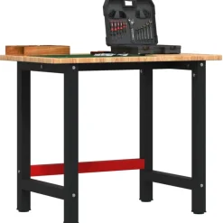 vidaXL Werkbank Hellbraun 100x60x81,5 cm Massivholz Eiche Rechteckig
