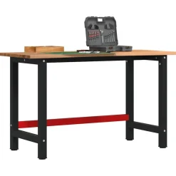 vidaXL Werkbank Hellbraun 140x60x81,5 cm Massivholz Eiche