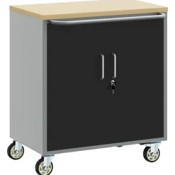 vidaXL Werkbank mit Regal Mit Rad Schwarz und Grau 75 x 45 x 85 cm