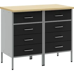 vidaXL Werkbank mit Schubladen 2 pcs Schwarz und Grau 100 x 55 x 85 cm