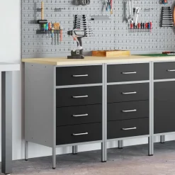 vidaXL Werkbank mit Schubladen 2 pcs Schwarz und Grau 100 x 55 x 85 cm