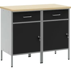 vidaXL Werkbank mit Schubladen 2 pcs Schwarz und Grau 100 x 55 x 85 cm