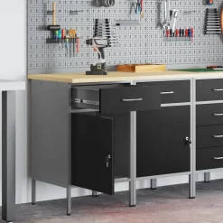 vidaXL Werkbank mit Schubladen 2 pcs Schwarz und Grau 100 x 55 x 85 cm