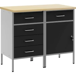 vidaXL Werkbank mit Schubladen 2 pcs Schwarz und Grau 100 x 55 x 85 cm