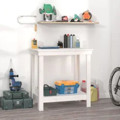 vidaXL Werkbank Weiß 80x50x80 cm Massivholz Kiefer