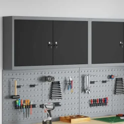 vidaXL Werkzeugschrank mit Regal Schwarz und Grau 50 x 20 x 55 cm