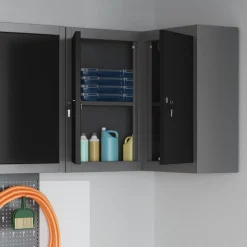 vidaXL Werkzeugschrank mit Regal Schwarz und Grau 55 x 55 x 55 cm