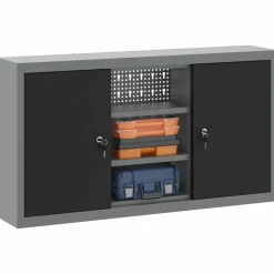 vidaXL Werkzeugschrank mit Regal Schwarz und Grau 50 x 20 x 55 cm