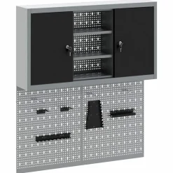 vidaXL Werkzeugschrank-Set 3 pcs Schwarz Pulverbeschichteter Stahl