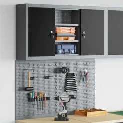 vidaXL Werkzeugschrank-Set 3 pcs Schwarz Pulverbeschichteter Stahl