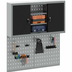 vidaXL Werkzeugschrank-Set 3 pcs Schwarz Pulverbeschichteter Stahl
