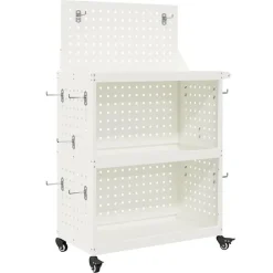 vidaXL Werkzeugwagen Mit Rad Weiß 65 x 35 x 111 cm Kaltgewalzter Stahl