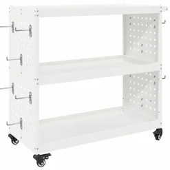 vidaXL Werkzeugwagen Mit Rad Weiß 75 x 35 x 73 cm Kaltgewalzter Stahl