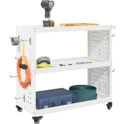 vidaXL Werkzeugwagen Mit Rad Weiß 75 x 35 x 73 cm Kaltgewalzter Stahl