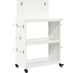 vidaXL Werkzeugwagen Mit Rad Weiß 65 x 35 x 111 cm Kaltgewalzter Stahl