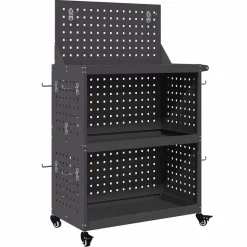 vidaXL Werkzeugwagen Schwarz 65 x 35 x 111 cm Kaltgewalzter Stahl