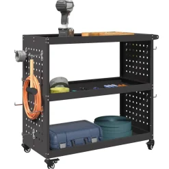 vidaXL Werkzeugwagen Schwarz 75 x 35 x 73 cm Kaltgewalzter Stahl