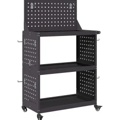 vidaXL Werkzeugwagen Schwarz 65 x 35 x 111 cm Kaltgewalzter Stahl