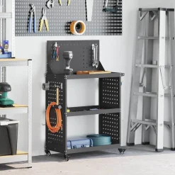 vidaXL Werkzeugwagen Schwarz 65 x 35 x 111 cm Kaltgewalzter Stahl