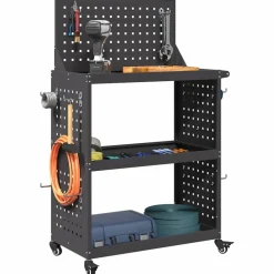 vidaXL Werkzeugwagen Schwarz 65 x 35 x 111 cm Kaltgewalzter Stahl