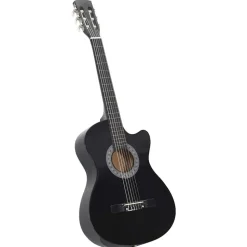 vidaXL Westerngitarre Cutaway mit 6 Saiten Schwarz 38"
