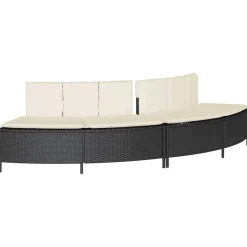 vidaXL Whirlpool-Bänke mit Auflagen 2 Stk. Schwarz Poly Rattan
