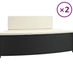 vidaXL Whirlpool-Bänke mit Auflagen 2 Stk. Schwarz Poly-Rattan
