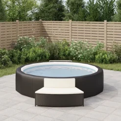 vidaXL Whirlpool-Bänke mit Auflagen 2 Stk. Schwarz Poly-Rattan