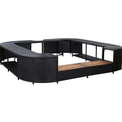 vidaXL Whirlpool-Umrandung Quadratisch Schwarz 268x268x55 Poly Rattan