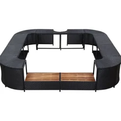 vidaXL Whirlpool-Umrandung Quadratisch Schwarz 268x268x55 Poly Rattan