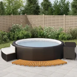 vidaXL Whirlpool-Umrandung Schwarz Poly-Rattan und Massivholz Akazie
