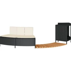 vidaXL Whirlpool-Umrandung Schwarz Poly-Rattan und Massivholz Akazie