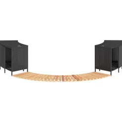 vidaXL Whirlpool-Umrandung Schwarz Poly-Rattan und Massivholz Akazie